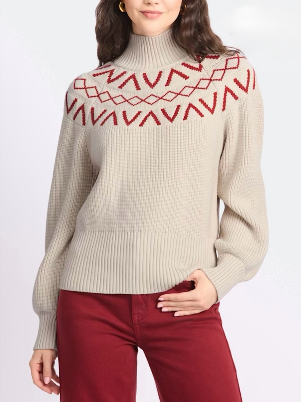 Varley Marcie Fair Isle Yoke Knit